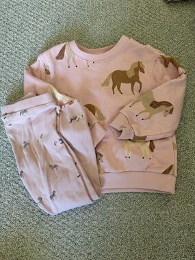 H&M Pink Horse Print Girls Two-Piece Set